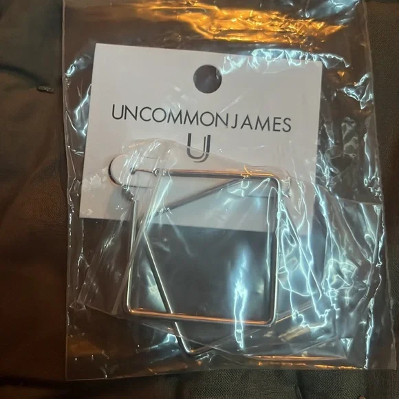 Uncommon James girl boss silver square hoop earrings - brand new (NWT) - Picture 4 of 5